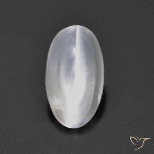 Sillimanita Olho de Gato Branco claro Natural 1.46ct, oval, Transparente