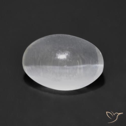 1.25ct Natural Branco claro Sillimanita Olho de Gato, oval, Transparente