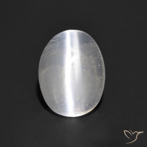 0.83ct Natural Branco claro Sillimanita Olho de Gato, oval, Transparente