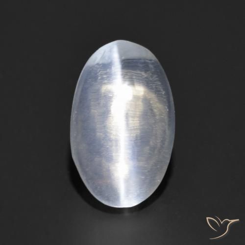 1.14ct Natural Branco azulado Sillimanita Olho de Gato, oval, Transparente
