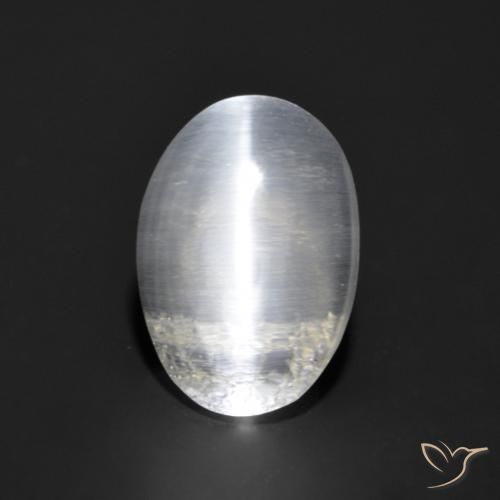 1.21ct Natural Branco Sillimanita Olho de Gato, oval, Transparente