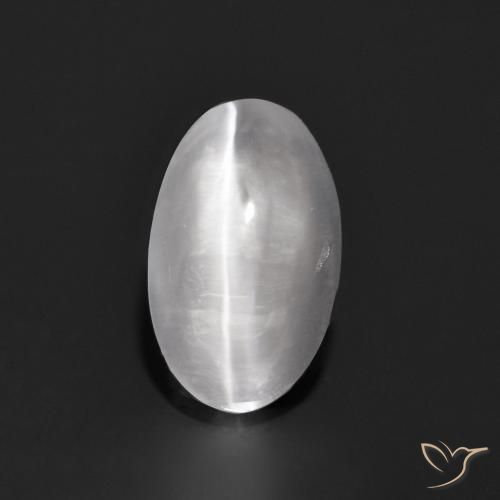 0.94ct Natural Cinza muito claro Sillimanita Olho de Gato, oval, Transparente