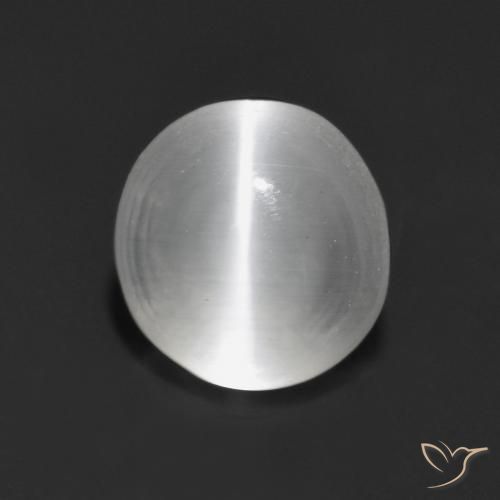 1.44ct Natural Branco Sillimanita Olho de Gato, Redondo, Transparente