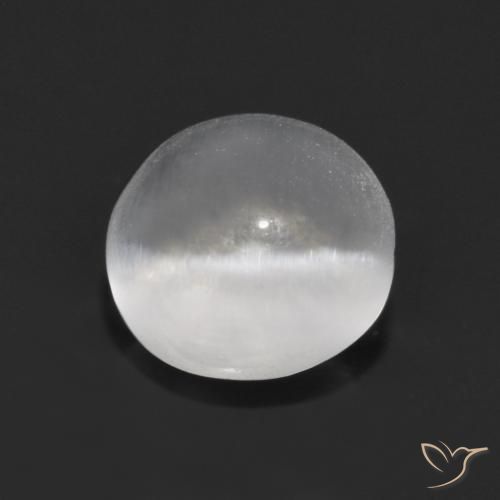 Sillimanita Olho de Gato Branco Natural 1.44ct, Redondo, Transparente