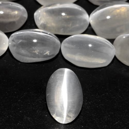 Sillimanita Olho de Gato Cinza muito claro Natural 0.89ct, Corte Oval, Transparente