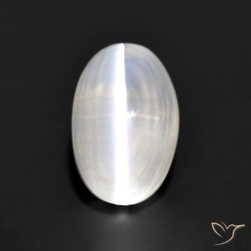 1.38ct Natural Cinza muito claro Sillimanita Olho de Gato, oval, Transparente