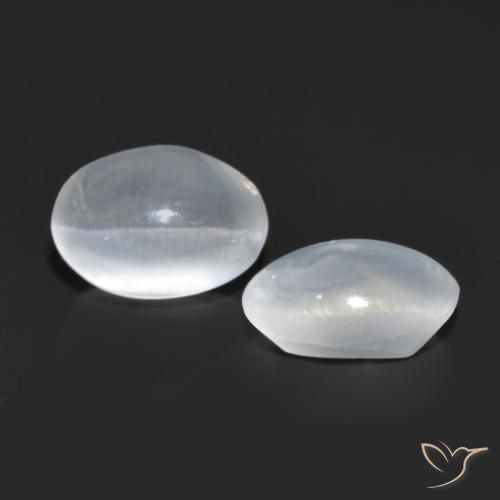 Pedras preciosas de Sillimanita Olho de Gato branco translúcido natural de 1.58 ct, oval, Transparente