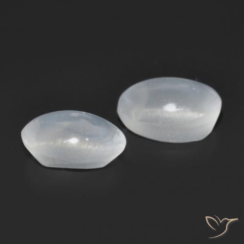 Pedras preciosas de Sillimanita Olho de Gato branco translúcido natural de 1.58 ct, oval, Transparente