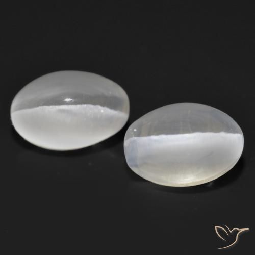 2.43ctw Natural Branco Sillimanita Olho de Gato, oval, Transparente