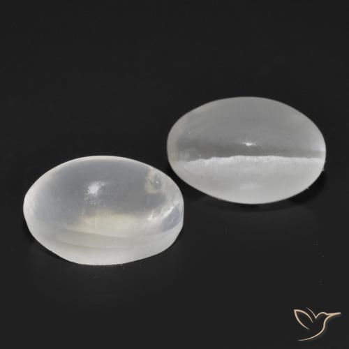 Pedras preciosas de Sillimanita Olho de Gato Branco natural de 2.43 ct, oval, Transparente