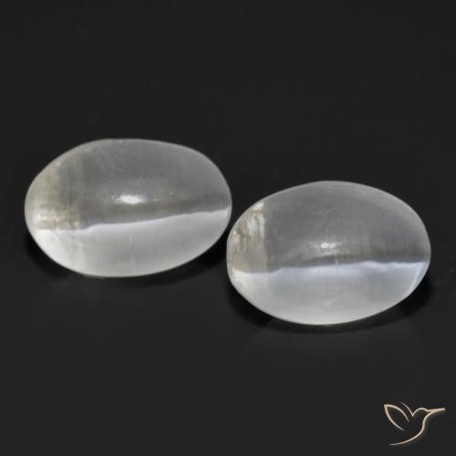2.32ctw Natural Branco Sillimanita Olho de Gato, oval, Transparente