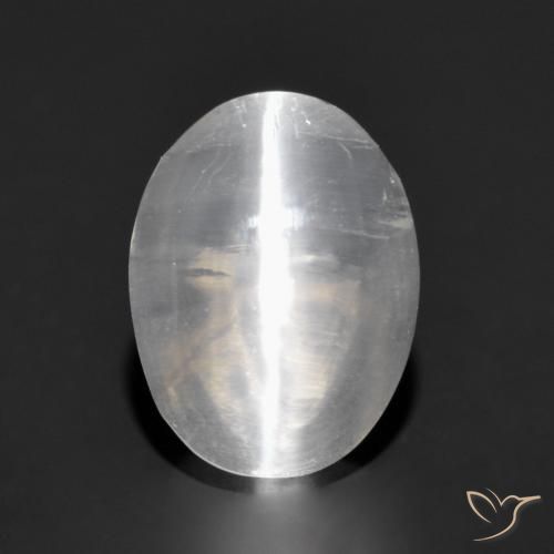 1.32ct Natural Cinza muito claro Sillimanita Olho de Gato, oval, Transparente