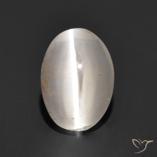 1.24ct Natural Cinza muito claro Sillimanita Olho de Gato, oval, Translúcido