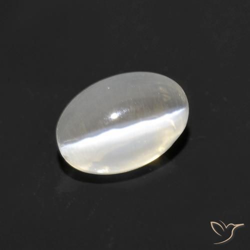 1.06ct Natural branco quente Sillimanita Olho de Gato, oval, Transparente