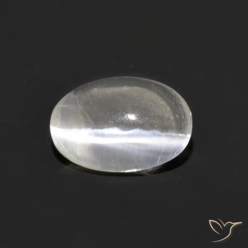 0.76ct Natural branco quente Sillimanita Olho de Gato, oval, Transparente