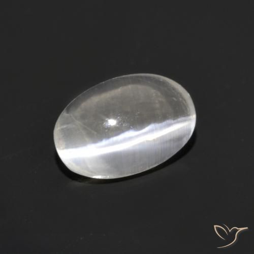 Sillimanita Olho de Gato branco quente Natural 0.76ct, oval, Transparente
