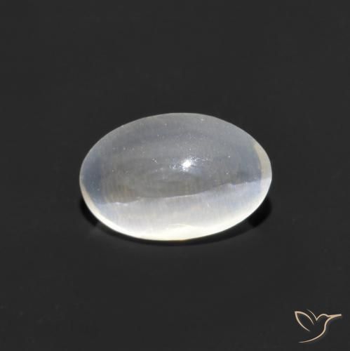 0.88ct Natural Branco claro Sillimanita Olho de Gato, oval, Transparente