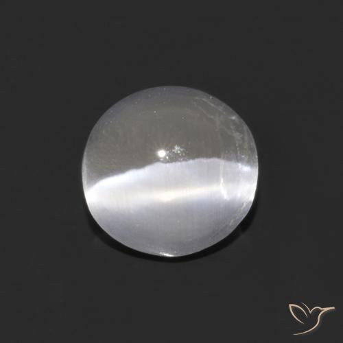 0.93ct Natural Branco claro Sillimanita Olho de Gato, oval, Transparente