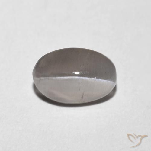 0.99ct Natural Cinza muito claro Sillimanita Olho de Gato, oval, Transparente