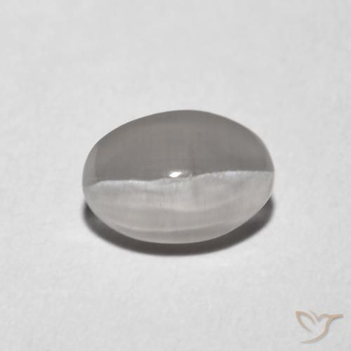 1.18ct Natural Cinza muito claro Sillimanita Olho de Gato, oval, Transparente