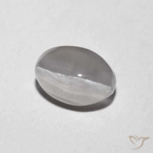 Sillimanita Olho de Gato Cinza muito claro Natural 1.18ct, oval, Transparente