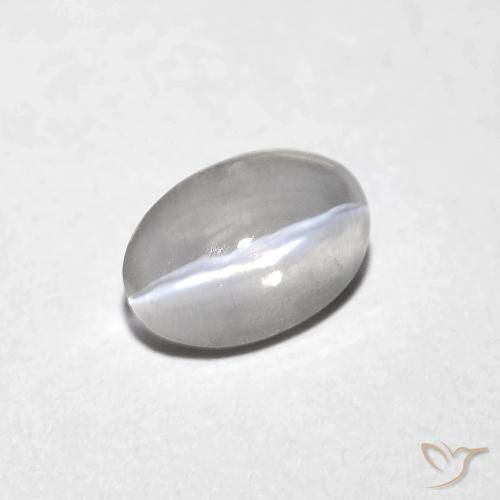 0.82ct Natural Cinza muito claro Sillimanita Olho de Gato, oval, Transparente