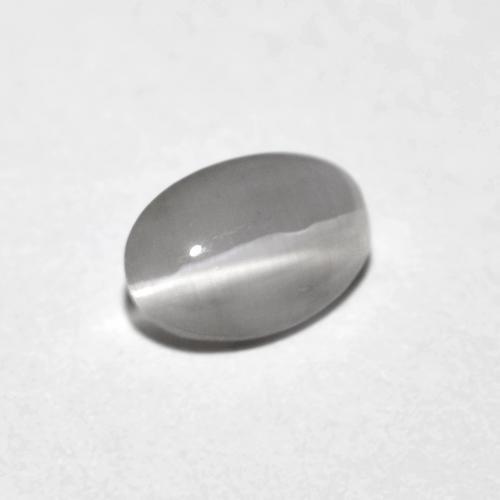 Sillimanita Olho de Gato Cinza muito claro Natural 0.74ct, Corte Oval, Transparente
