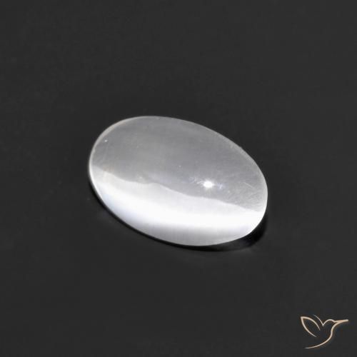 0.77ct Natural Cinza muito claro Sillimanita Olho de Gato, oval, Transparente