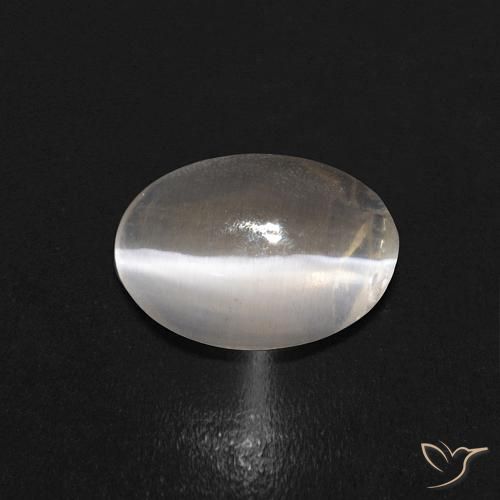 0.68ct Natural branco quente Sillimanita Olho de Gato, oval, Transparente