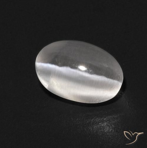 Sillimanita Olho de Gato Branco claro Natural 0.86ct, oval, Transparente