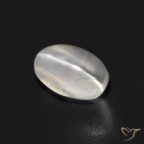 Sillimanita Olho de Gato branco quente Natural 0.89ct, oval, Transparente