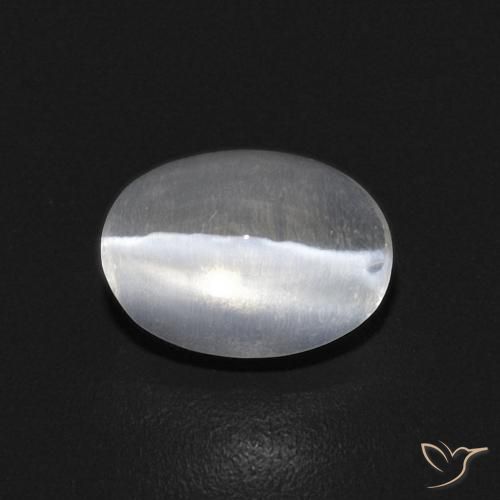 0.91ct Natural Branco Sillimanita Olho de Gato, oval, Transparente