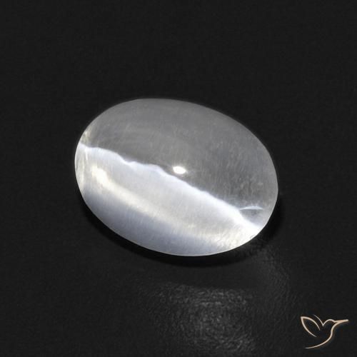 Sillimanita Olho de Gato Branco Natural 0.91ct, oval, Transparente