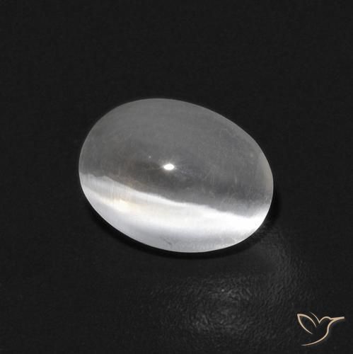 0.84ct Natural Branco Sillimanita Olho de Gato, oval, Transparente