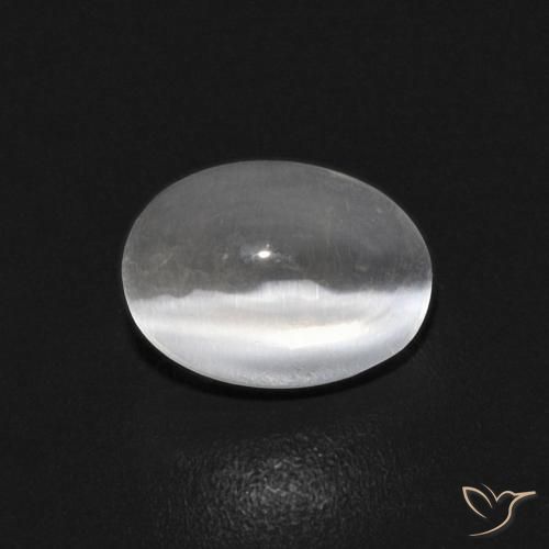 Sillimanita Olho de Gato Branco Natural 0.84ct, oval, Transparente