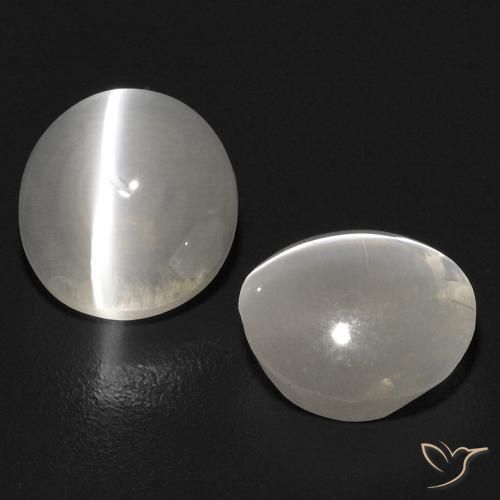 Pedras preciosas de Sillimanita Olho de Gato branco quente natural de 2.68 ct, oval, Transparente