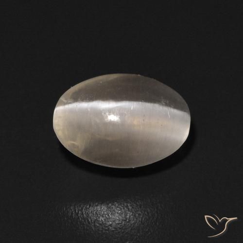 0.81ct Natural branco quente Sillimanita Olho de Gato, oval, Transparente