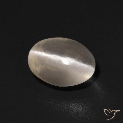 Sillimanita Olho de Gato branco quente Natural 0.81ct, oval, Transparente