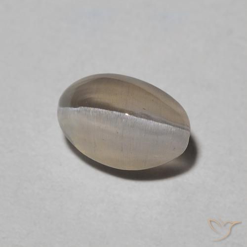Sillimanita Olho de Gato Warm Grey Natural 0.97ct, oval, Translúcido