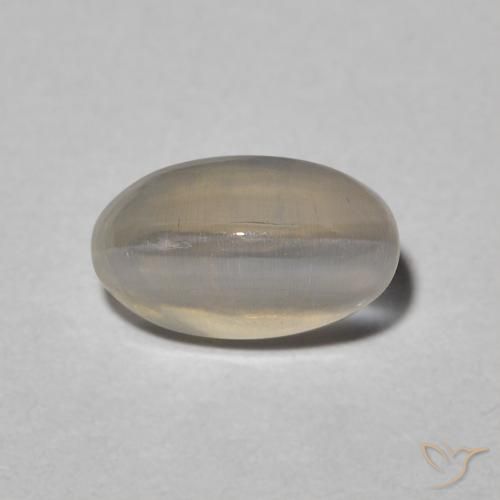 1.31ct Natural Warm Grey Sillimanita Olho de Gato, oval, Translúcido
