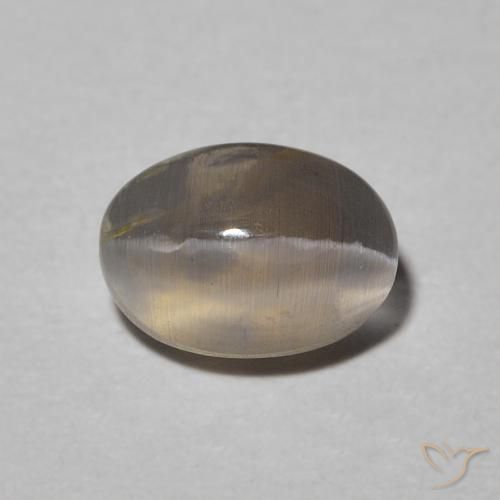 0.99ct Natural Cinza claro Sillimanita Olho de Gato, oval, Translúcido