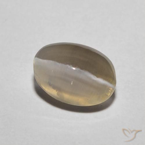 Sillimanita Olho de Gato Castanho amarelo claro Natural 1.32ct, oval, Translúcido