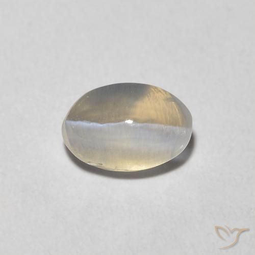 0.81ct Natural branco quente Sillimanita Olho de Gato, oval, Transparente