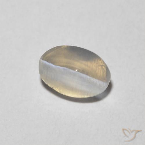 Sillimanita Olho de Gato branco quente Natural 0.81ct, oval, Transparente