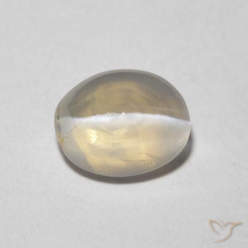 1.22ct Natural branco quente Sillimanita Olho de Gato, oval, Transparente