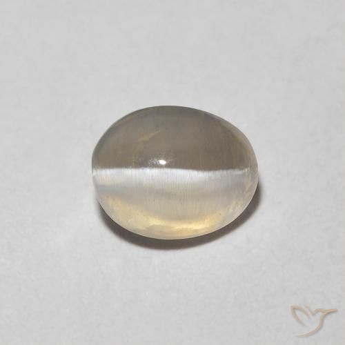 1.16ct Natural Cinza muito claro Sillimanita Olho de Gato, oval, Transparente