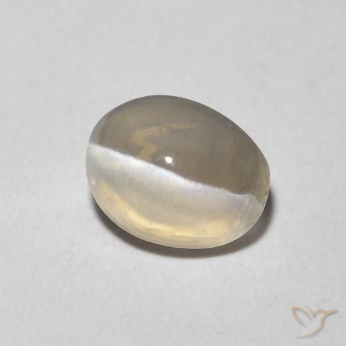Sillimanita Olho de Gato Cinza muito claro Natural 1.16ct, oval, Transparente