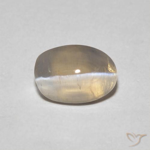 0.93ct Natural Castanho amarelo claro Sillimanita Olho de Gato, oval, Transparente