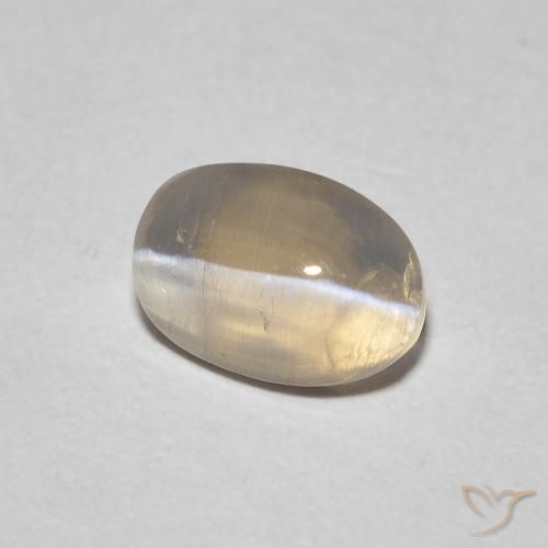 Sillimanita Olho de Gato Castanho amarelo claro Natural 0.93ct, oval, Transparente