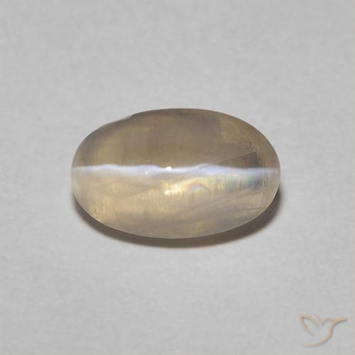 Sillimanita Olho de Gato Castanho amarelo claro Natural 0.76ct, Corte Oval, Transparente